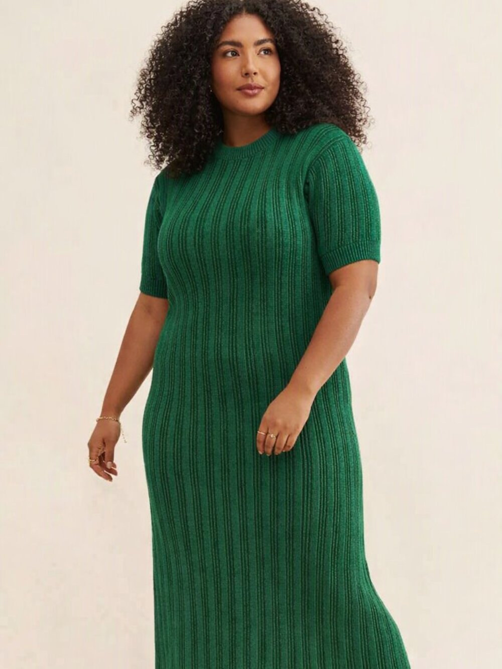 Rue Stiic Wren Knit Midi Dress – Green – Size 1X – Keyhole Back – NWT
